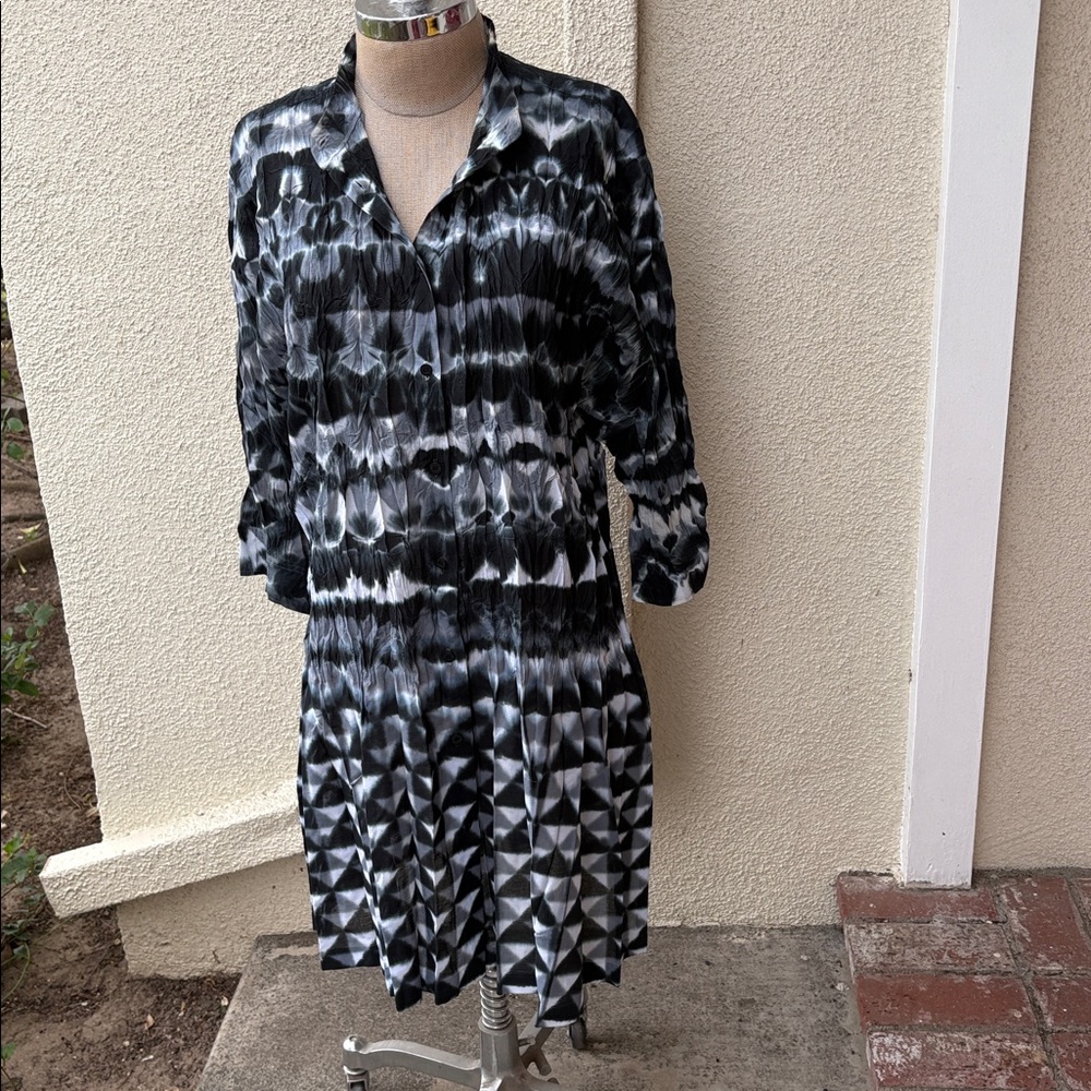Issey Miyake Pleats Please lovely pattern rare shirt dress. Great light material - Picture 3 of 13